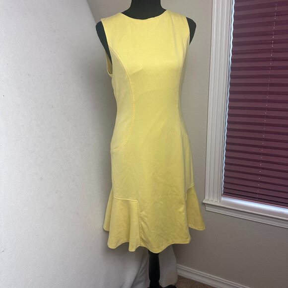 The Limited dress sz 6 sleeveless fit and flare butter yellow knee spring summer - Picture 1 of 7